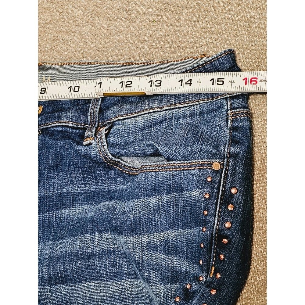 White House Black Market Slim Ankle Studded Jeans Size 10 Mid Wash - Picture 8 of 14